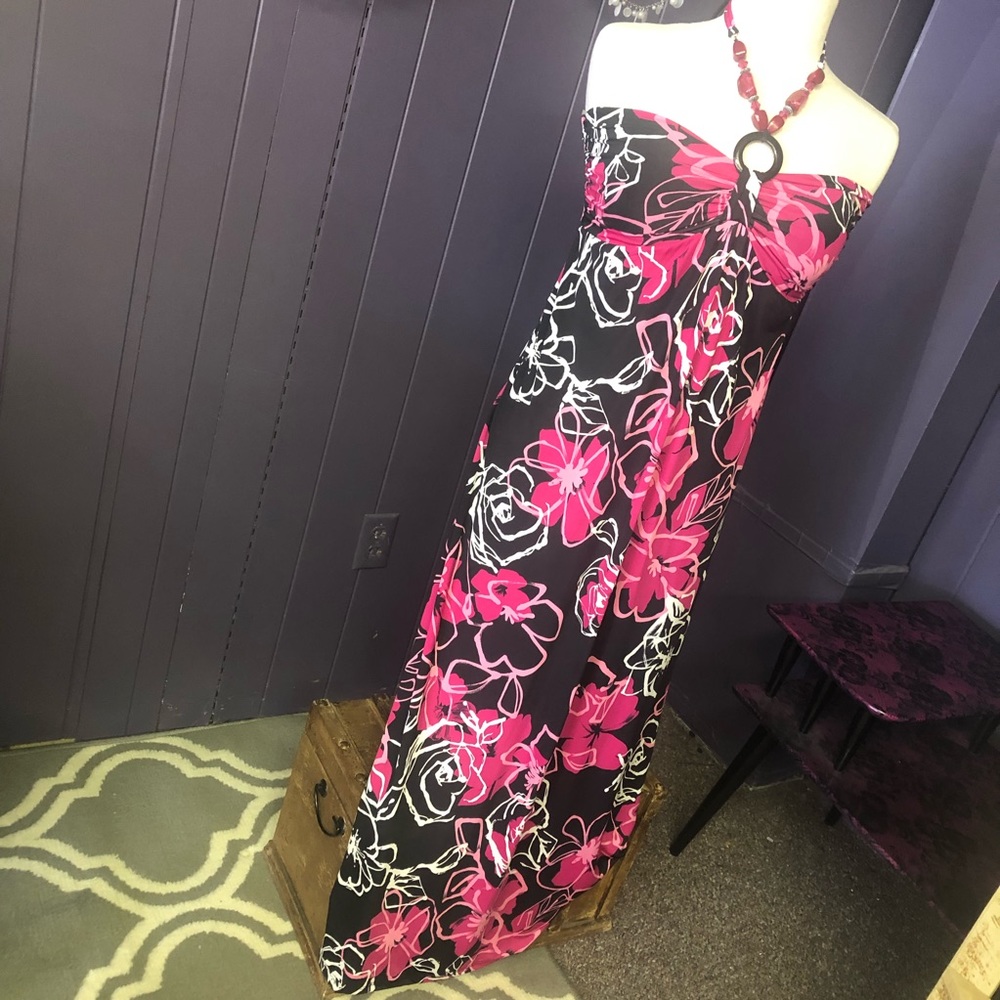 Floral Maxi dress with beaded halter